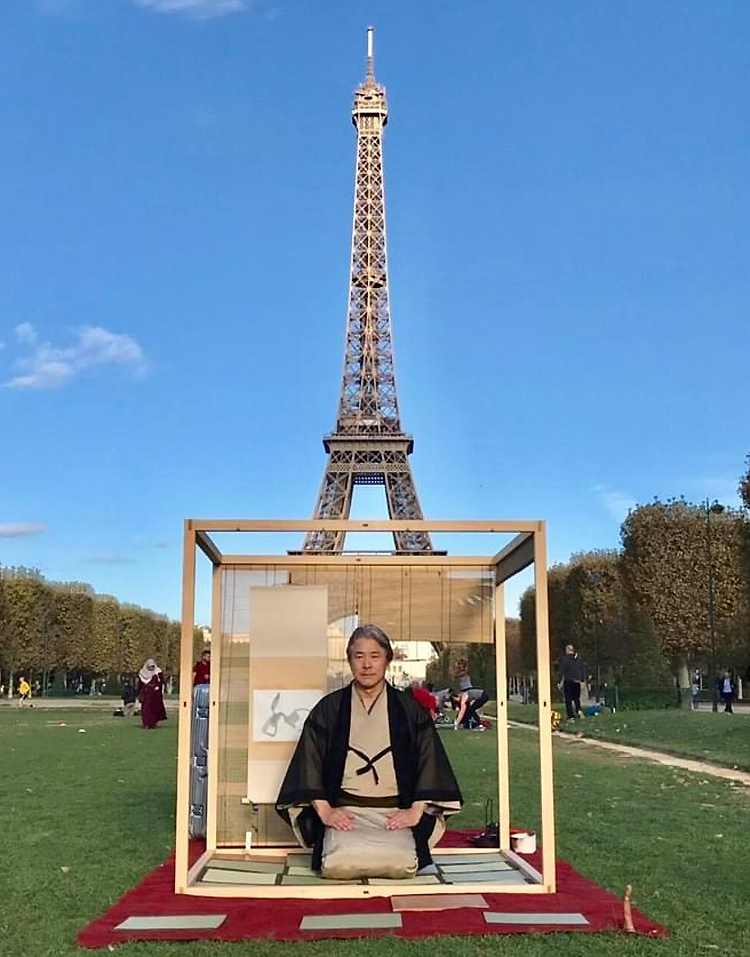 ZEN An Tea 禅庵 Ceremony at the Eiffel Tower in Paris, where Kuniji Tsubaki spreads a message of peace.