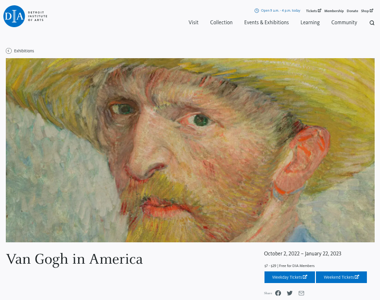 Van Gogh in America at Detroit Institute of Arts at the Detroit Institute of Arts
